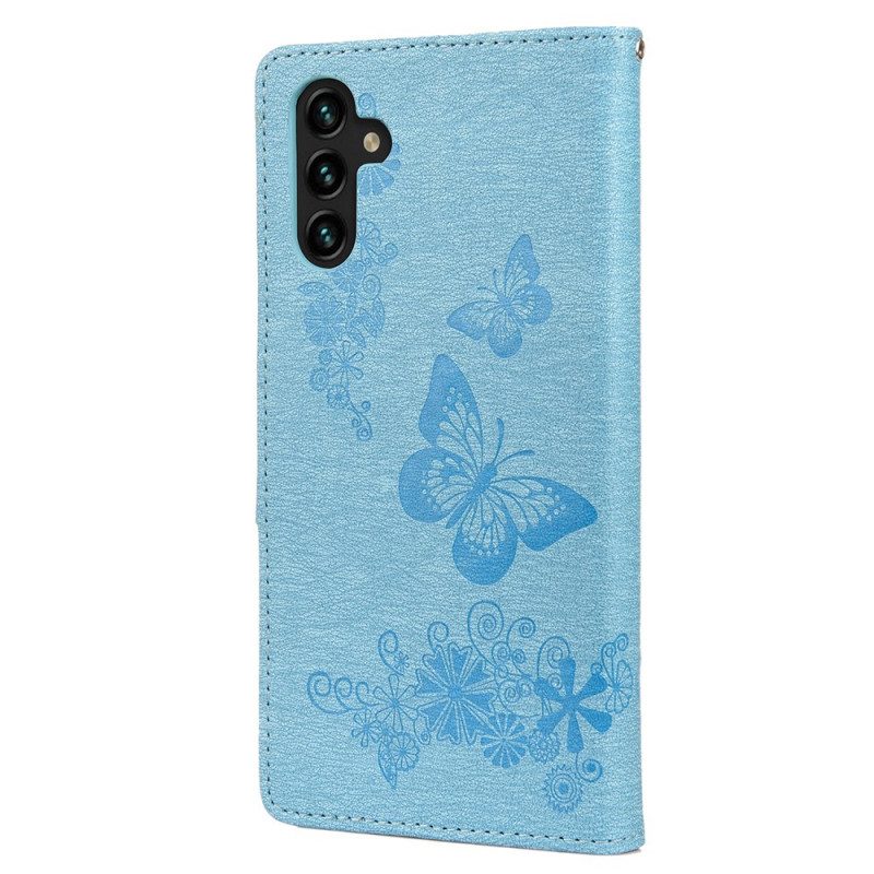 Fodral För Samsung Galaxy A13 5G Med Kedjar Fantastiska Remfjärilar