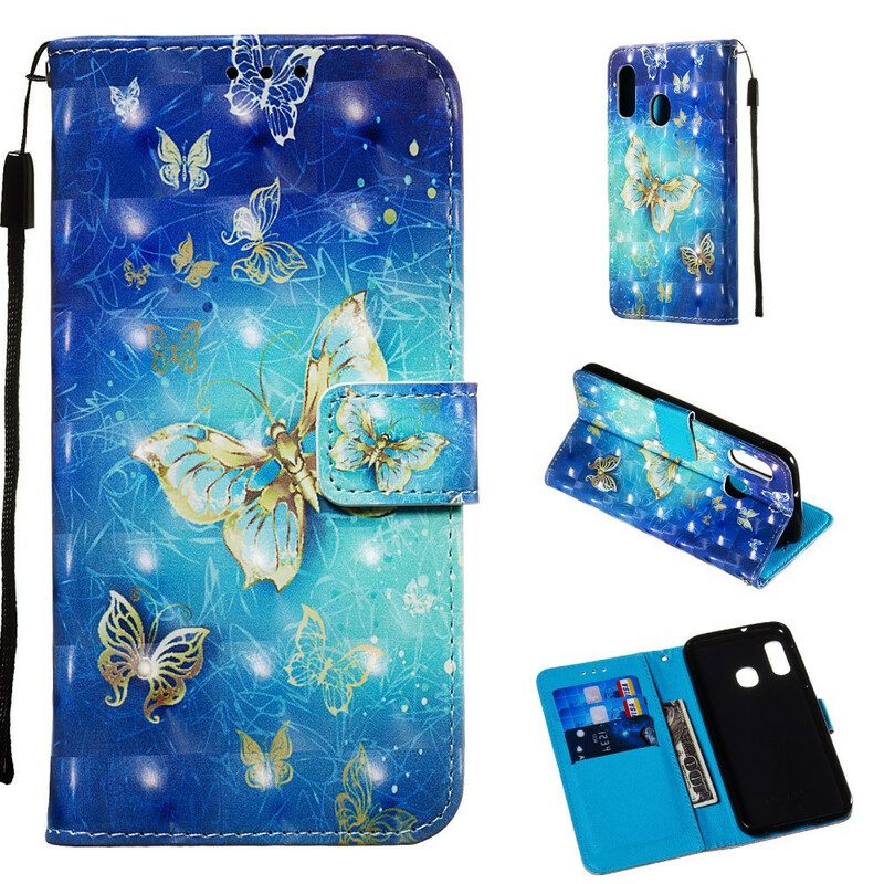 Fodral För Samsung Galaxy A20e Gyllene Fjärilar