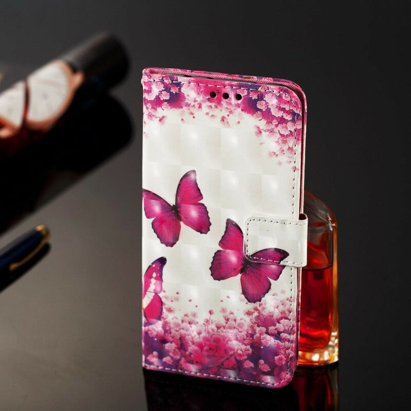 Fodral För Samsung Galaxy A20e Röda Fjärilar