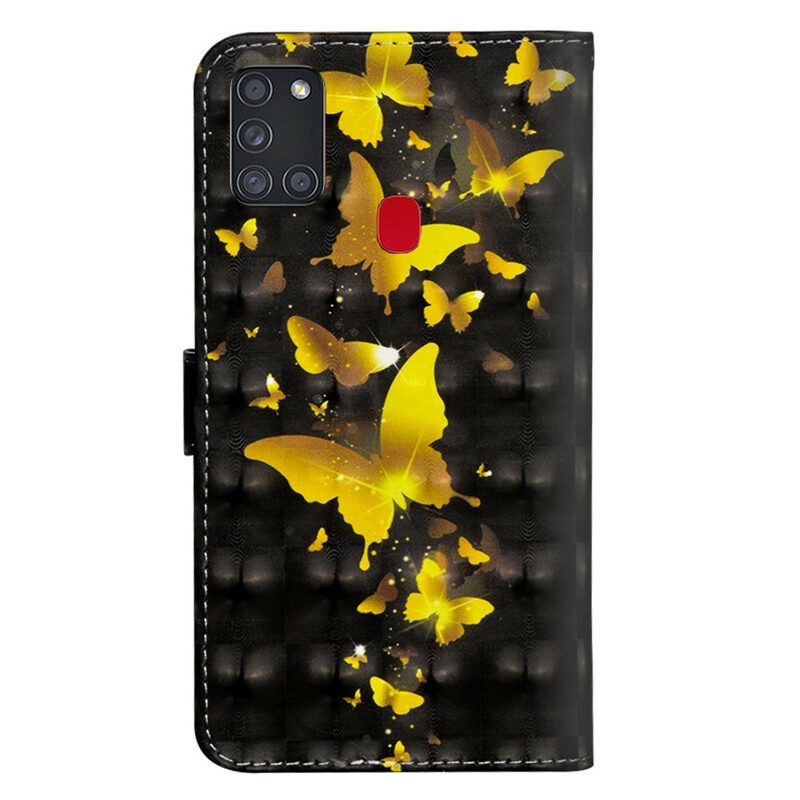 Fodral För Samsung Galaxy A21s Gula Fjärilar