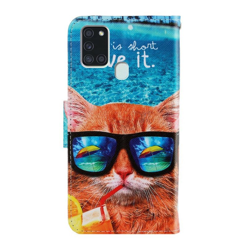 Fodral För Samsung Galaxy A21s Med Kedjar Cat Live It Strappy
