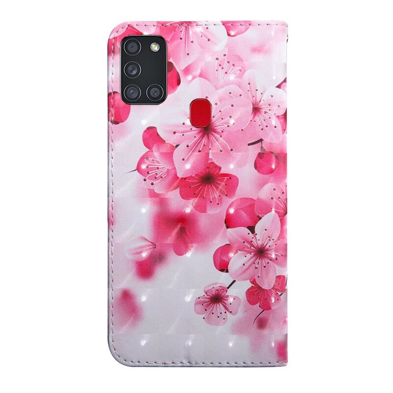 Fodral För Samsung Galaxy A21s Rosa Blommor