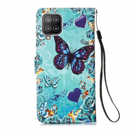 Fodral För Samsung Galaxy A22 4G Gyllene Fjärilar