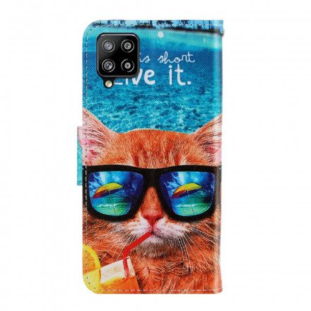 Fodral För Samsung Galaxy A22 4G Med Kedjar Cat Live It Strappy