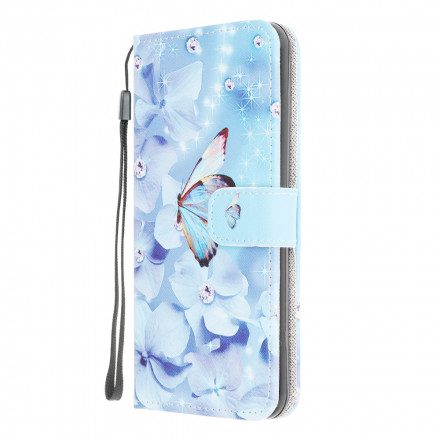 Fodral För Samsung Galaxy A22 4G Med Kedjar Diamond Strappy Butterflies