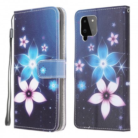 Fodral För Samsung Galaxy A22 4G Med Kedjar Lunar Strap Blommor