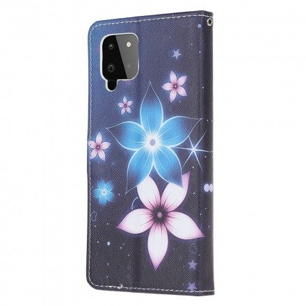 Fodral För Samsung Galaxy A22 4G Med Kedjar Lunar Strap Blommor