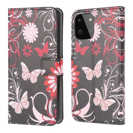 Fodral För Samsung Galaxy A22 5G Fjärilar Och Blommor