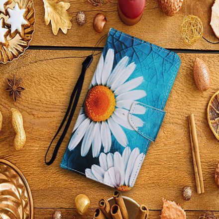 Fodral För Samsung Galaxy A22 5G Mästerliga Blommor Med Rem