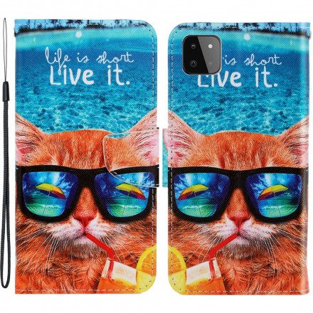 Fodral För Samsung Galaxy A22 5G Med Kedjar Cat Live It Strappy