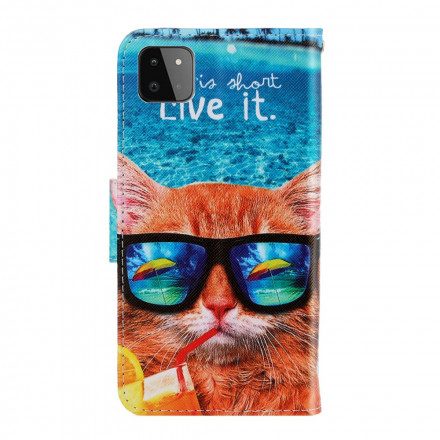 Fodral För Samsung Galaxy A22 5G Med Kedjar Cat Live It Strappy