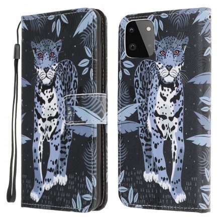 Fodral För Samsung Galaxy A22 5G Med Kedjar Thong Leopard