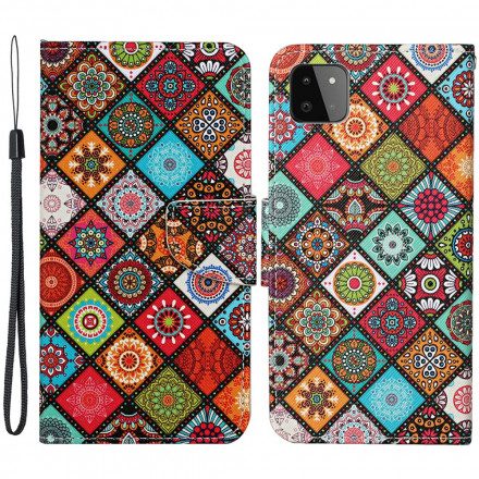 Fodral För Samsung Galaxy A22 5G Patchwork-mandalas Med Snodd