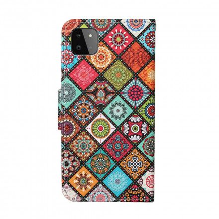 Fodral För Samsung Galaxy A22 5G Patchwork-mandalas Med Snodd