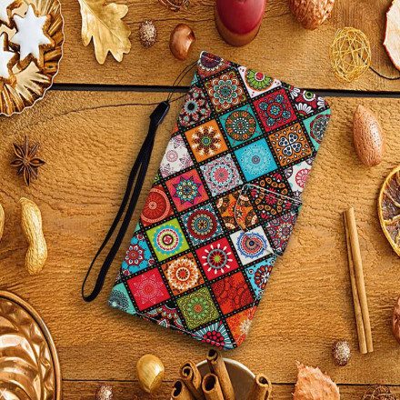 Fodral För Samsung Galaxy A22 5G Patchwork-mandalas Med Snodd