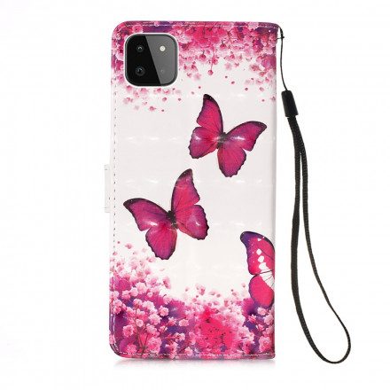 Fodral För Samsung Galaxy A22 5G Röda Fjärilar