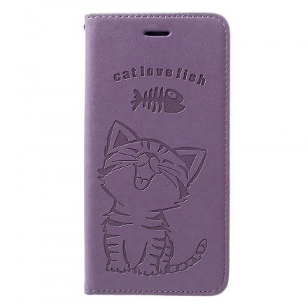 Fodral För Samsung Galaxy A30 / A20 Kattunge Cat Love Fish