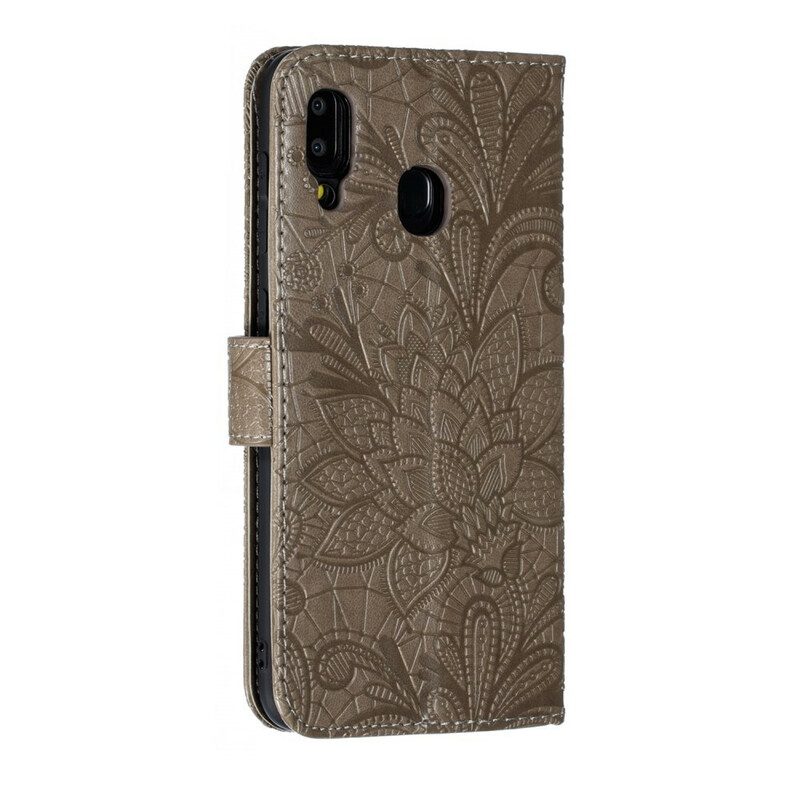 Fodral För Samsung Galaxy A30 / A20 Med Kedjar Tribal Strap Blommor