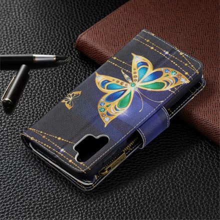 Fodral För Samsung Galaxy A32 5G Konstficka Med Dragkedja För Fjärilar