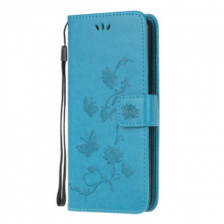 Fodral För Samsung Galaxy A32 5G Med Kedjar Thongfjärilar Och Blommor