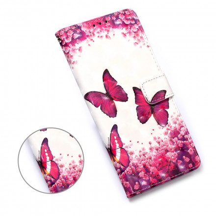 Fodral För Samsung Galaxy A32 5G Röda Fjärilar