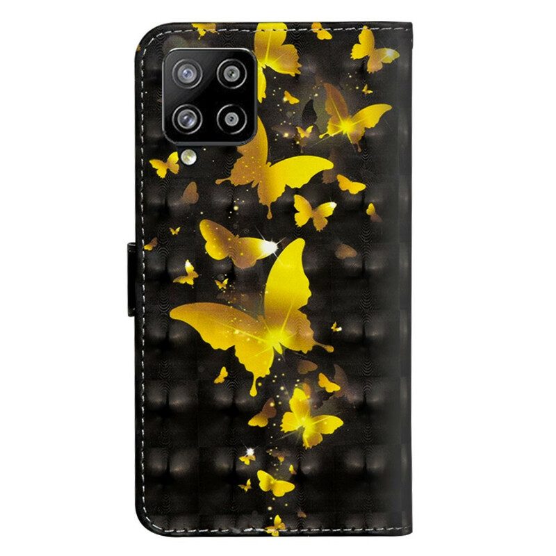 Fodral För Samsung Galaxy A42 5G Gula Fjärilar