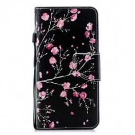 Fodral För Samsung Galaxy A51 5G Rosa Blommor På Svart Bakgrund