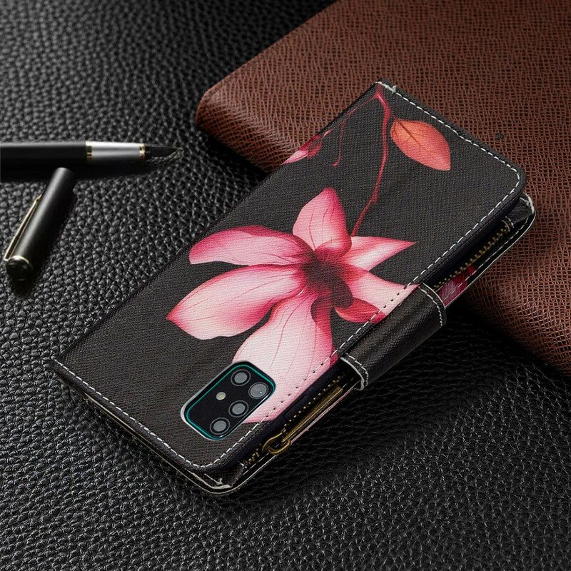 Fodral För Samsung Galaxy A51 Blommonficka Med Dragkedja