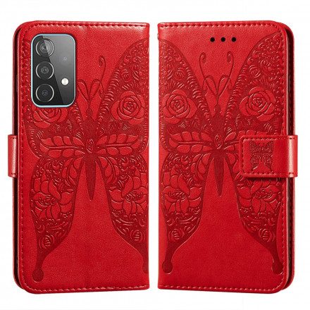 Fodral För Samsung Galaxy A52 4G / A52 5G / A52s 5G Fjärilsblommönster