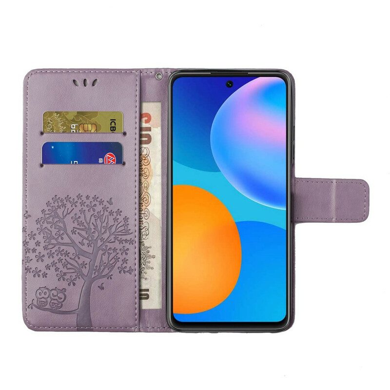 Fodral För Samsung Galaxy A52 4G / A52 5G / A52s 5G Med Kedjar Träd Och Strappy Owls