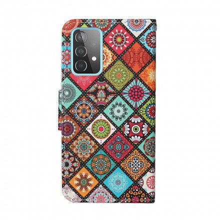 Fodral För Samsung Galaxy A52 4G / A52 5G / A52s 5G Patchwork-mandalas Med Halsband