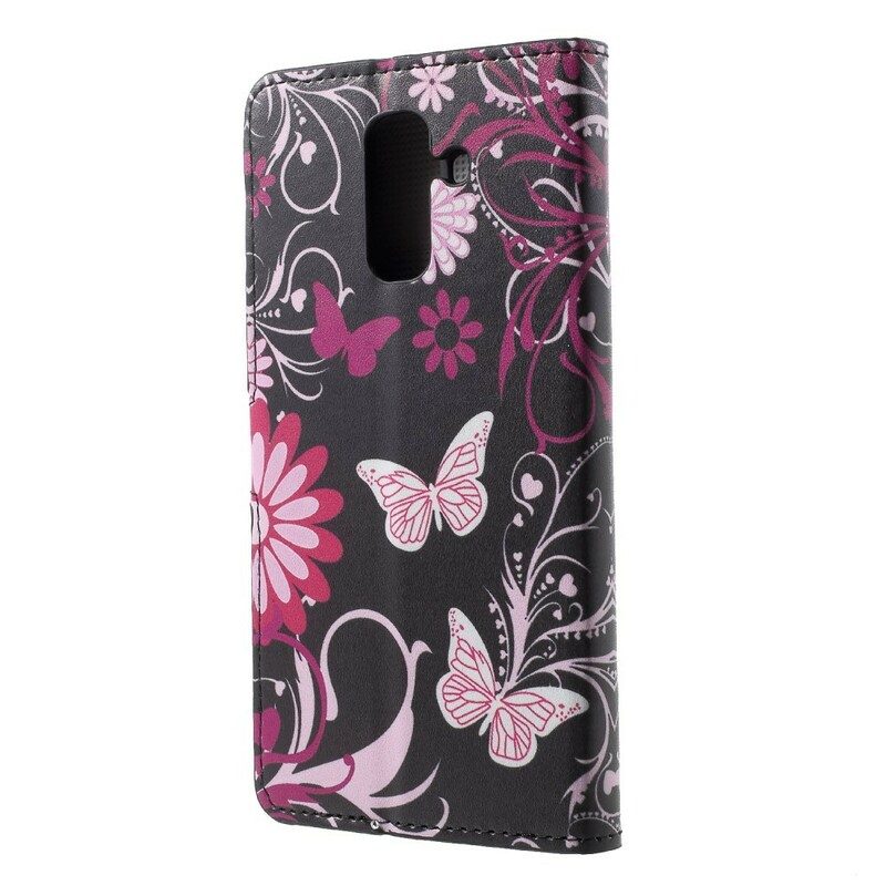Fodral För Samsung Galaxy A6 Fjärilar Och Blommor
