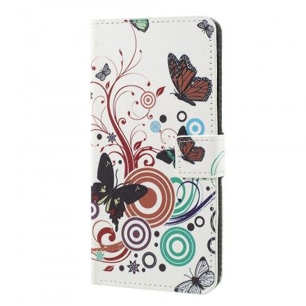 Fodral För Samsung Galaxy A7 Fjärilar Och Blommor Design
