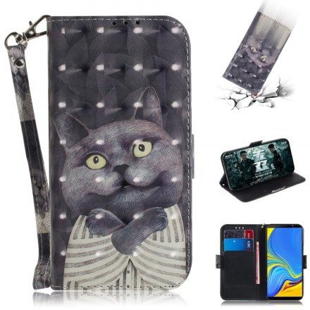 Fodral För Samsung Galaxy A7 Med Kedjar Grå Strappy Cat