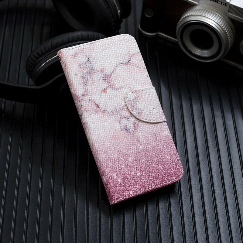 Fodral För Samsung Galaxy A70 Med Kedjar Rosa Marmor Med Avtagbar Rem