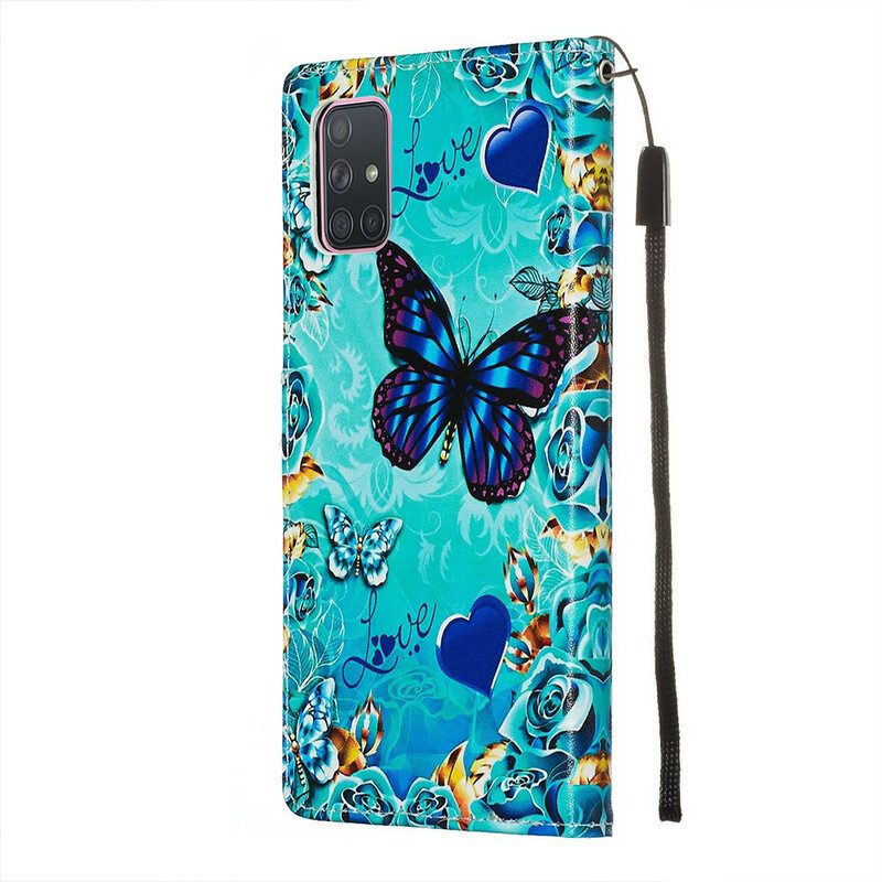 Fodral För Samsung Galaxy A71 Gyllene Fjärilar