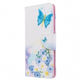 Fodral För Samsung Galaxy A71 Målade Fjärilar Och Blommor