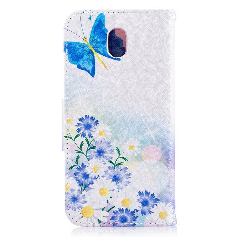 Fodral För Samsung Galaxy J3 2017 Målade Fjärilar Och Blommor