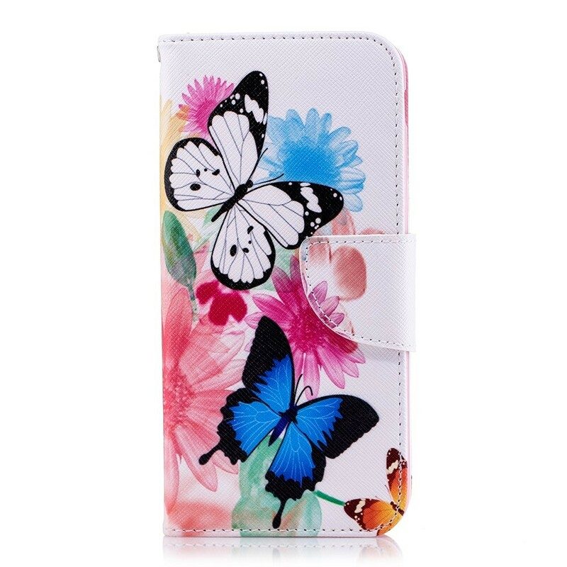 Fodral För Samsung Galaxy J6 Målade Fjärilar Och Blommor