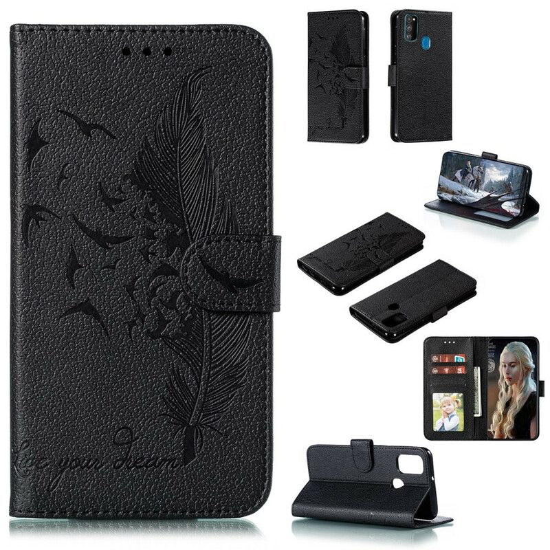 Fodral För Samsung Galaxy M21 Faux Leather Lev Din Dröm