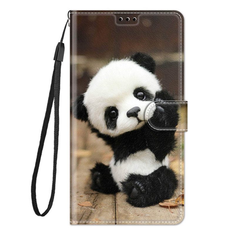 Fodral För Samsung Galaxy M23 5G Med Kedjar Lilla Panda Med Rem