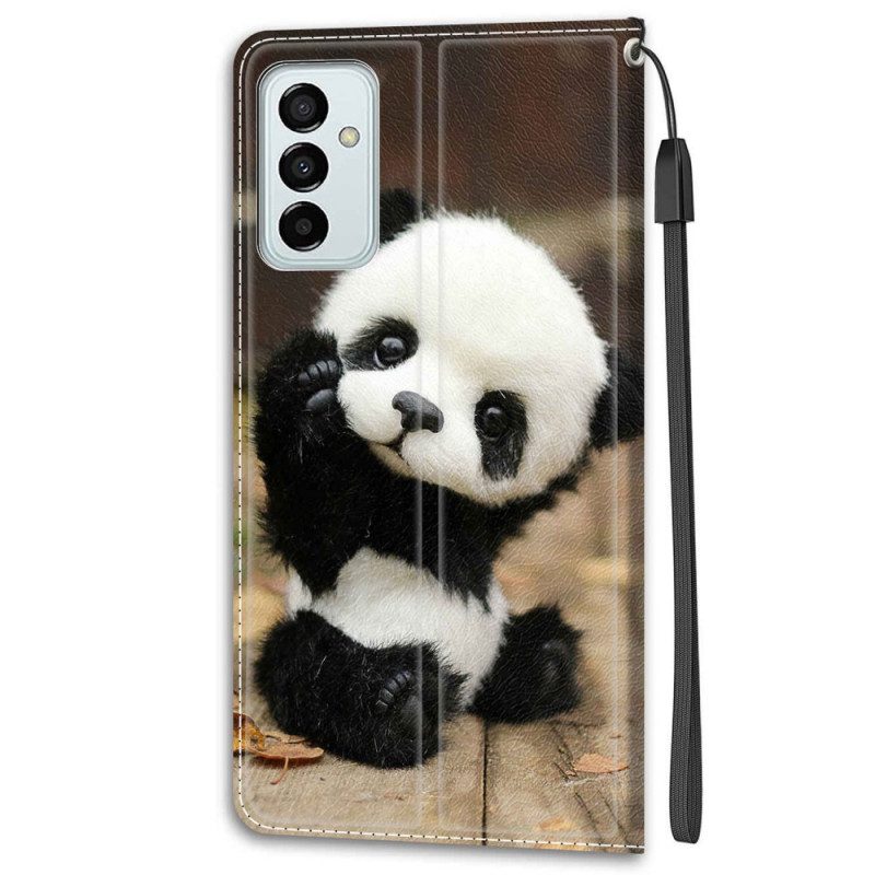 Fodral För Samsung Galaxy M23 5G Med Kedjar Lilla Panda Med Rem