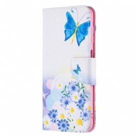 Fodral För Samsung Galaxy M32 Målade Fjärilar Och Blommor