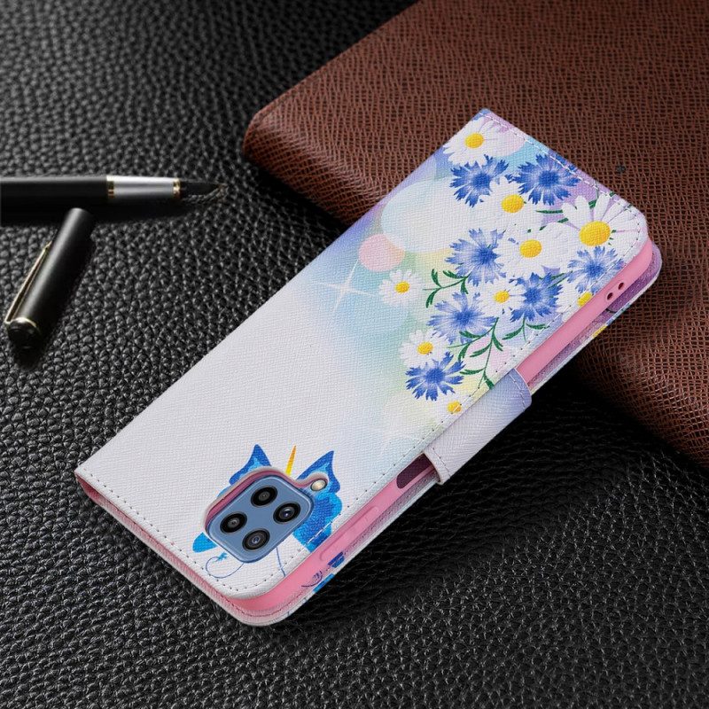 Fodral För Samsung Galaxy M32 Målade Fjärilar Och Blommor