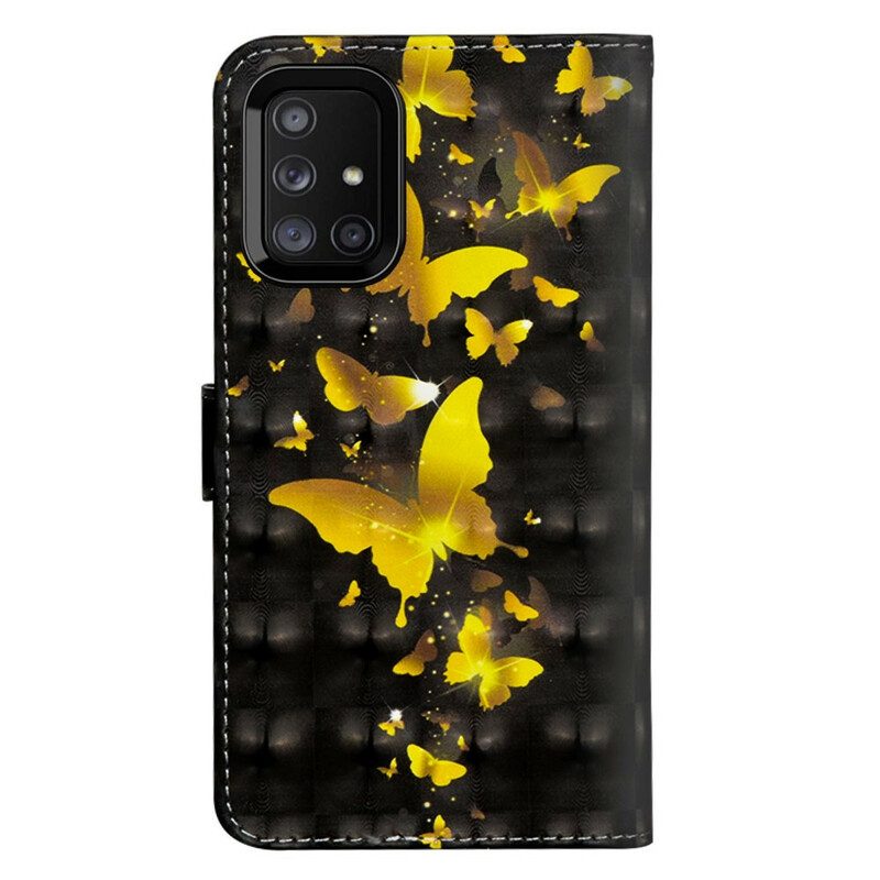 Fodral För Samsung Galaxy M51 Gula Fjärilar
