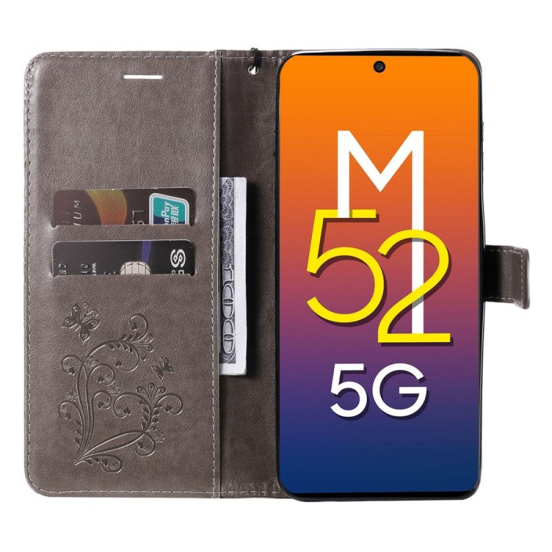 Fodral För Samsung Galaxy M52 5G Fjärilsläder