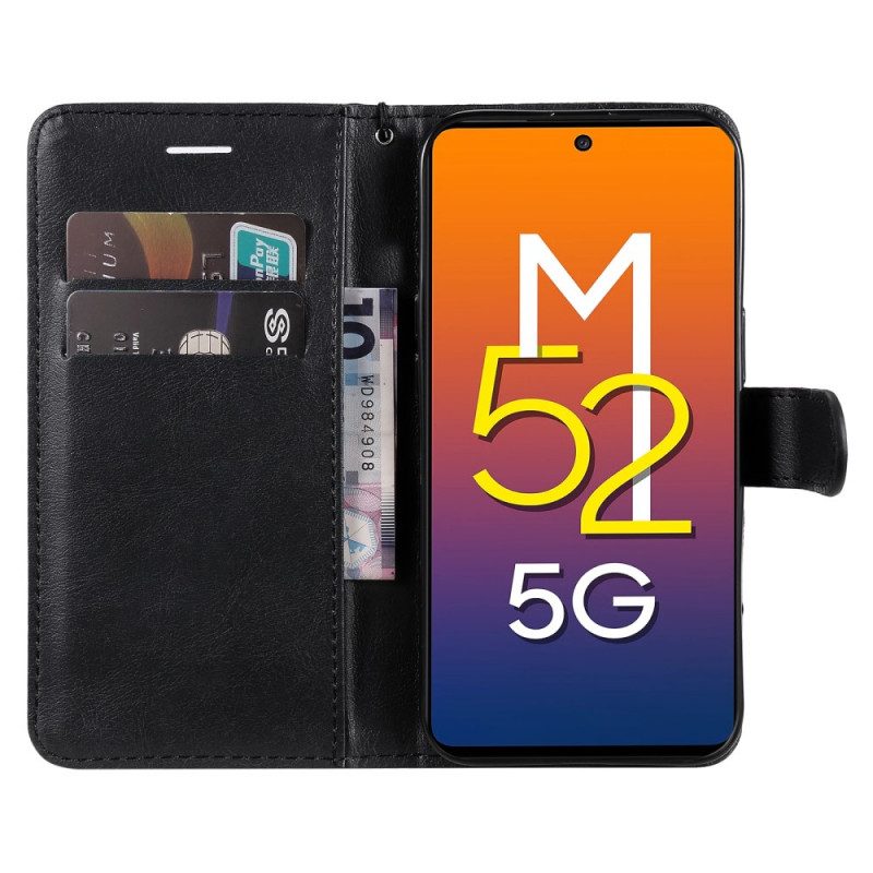 Fodral För Samsung Galaxy M52 5G Med Kedjar Matt Läderrem