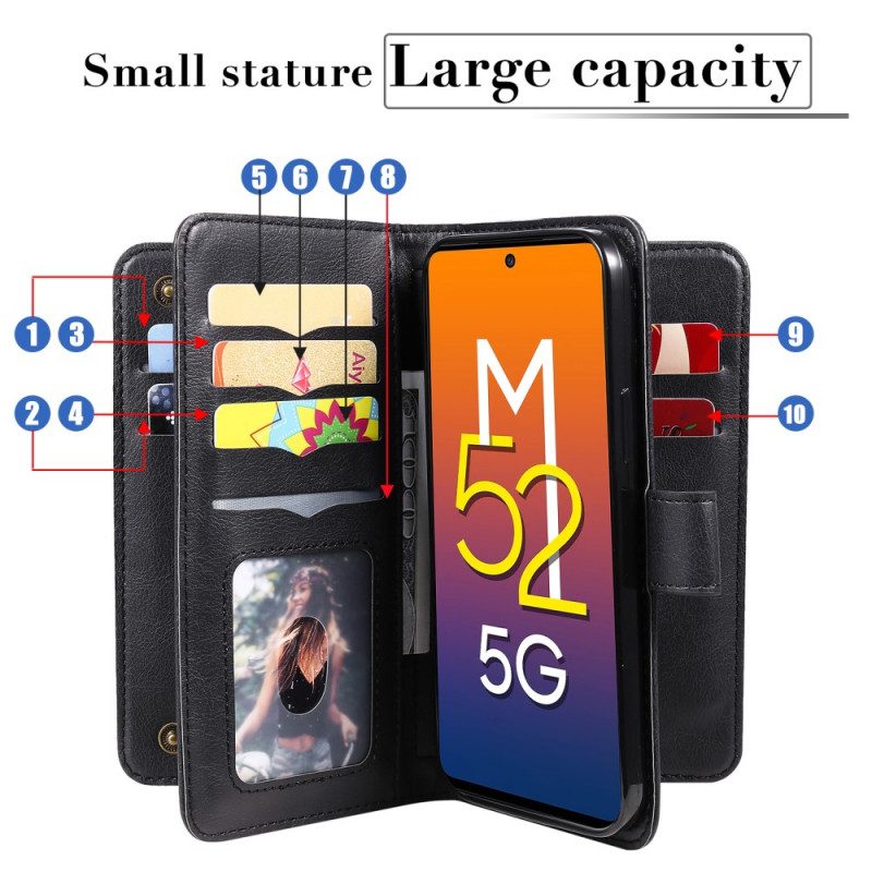 Fodral För Samsung Galaxy M52 5G Plånboksfodral Läder Och Plånbok