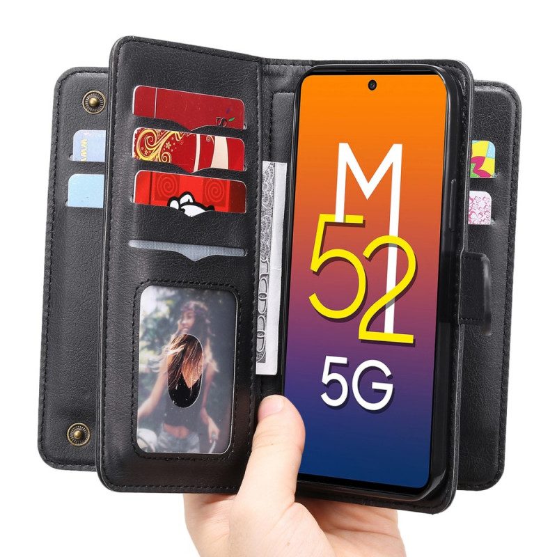 Fodral För Samsung Galaxy M52 5G Plånboksfodral Läder Och Plånbok