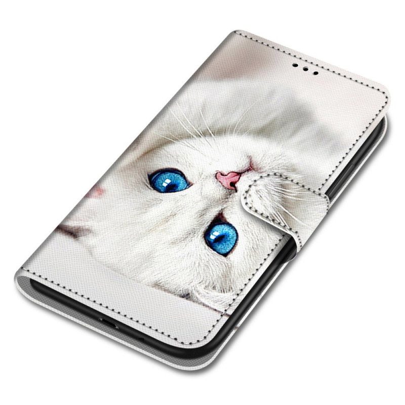 Fodral För Samsung Galaxy M52 5G Svart Och Blå Katt
